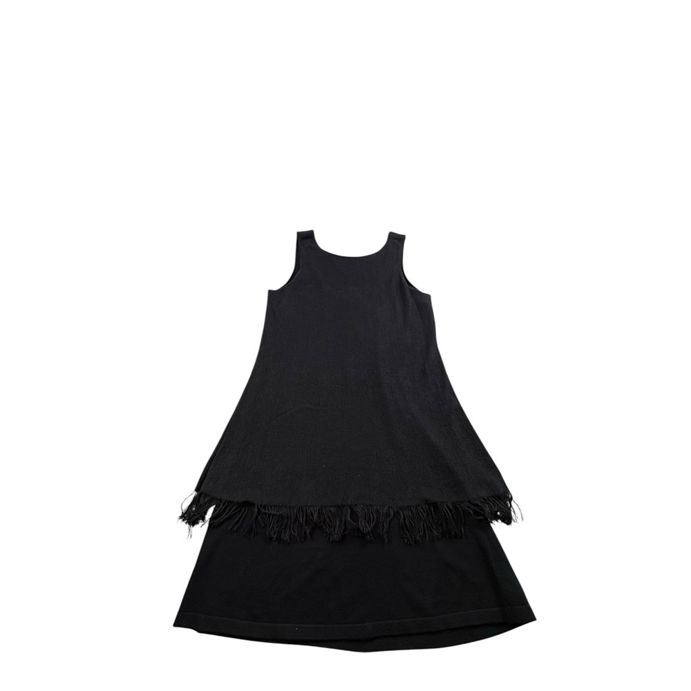 Theory Black Fringe Hem Sleeveless Knit Dress Women's Size Small